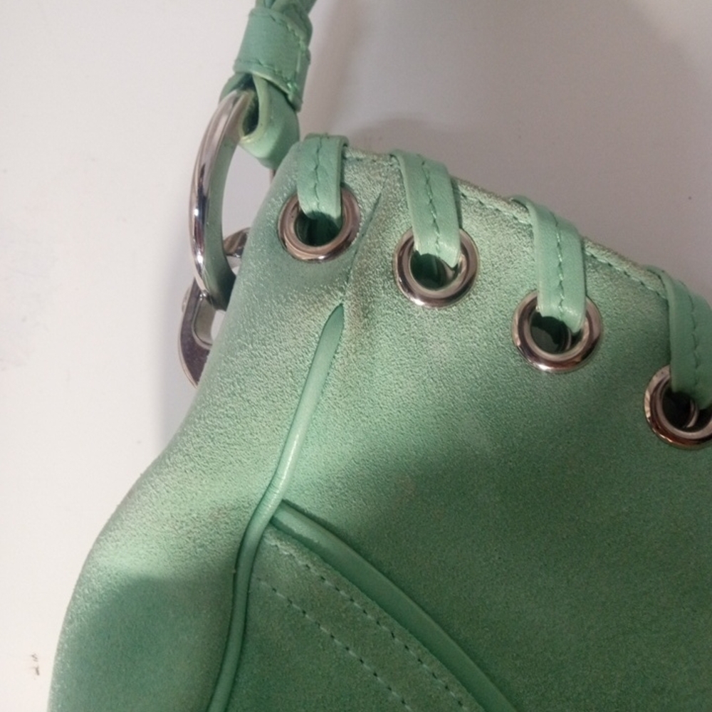 NWOT Mint Green Suede Shoulder Bag By Sergio Rossi - Picture 3 of 11